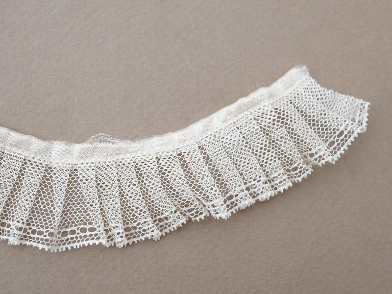 画像6: アンティーク チュールレースのプリーツリボン パウダーピンク＆オフホワイト 113cm 3cm幅 