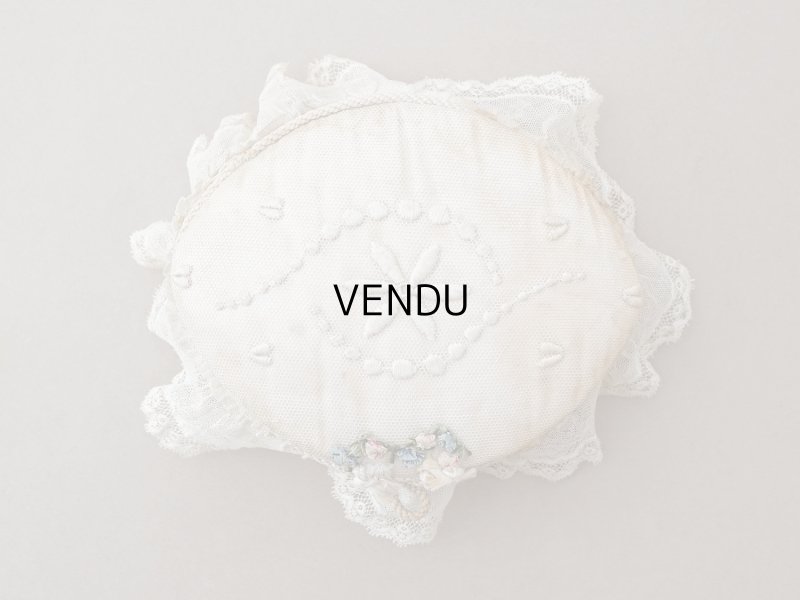 画像3: アンティーク シルク製 ロココモチーフ付 ボックス 花刺繍&レース