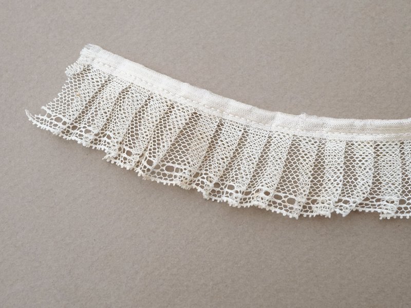 画像4: アンティーク チュールレースのプリーツリボン パウダーピンク＆オフホワイト 113cm 3cm幅 