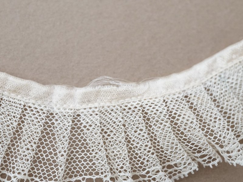 画像7: アンティーク チュールレースのプリーツリボン パウダーピンク＆オフホワイト 113cm 3cm幅 