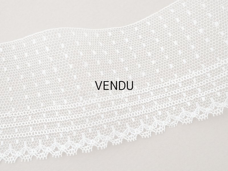 画像3: アンティーク ドット柄 チュールレース 3m  5.9cm幅 オフホワイト