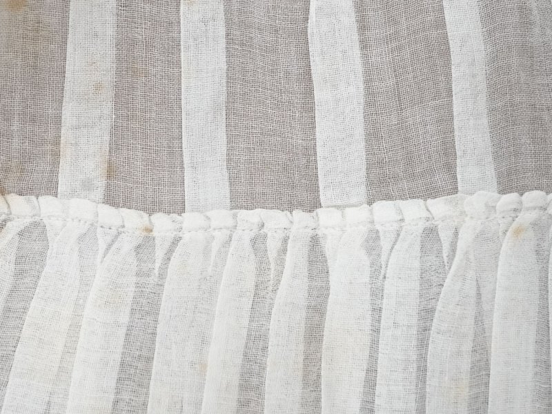 画像4: アンティーク 幅広 ドレスの裾  2段のプリーツ入り レース付 1.86m 24cm幅 コットンオーガンジー