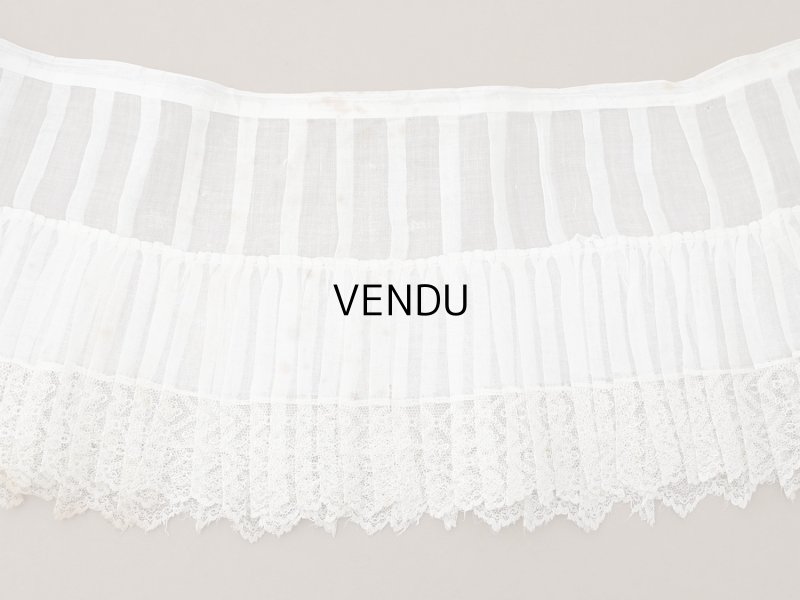画像10: アンティーク 幅広 ドレスの裾  2段のプリーツ入り レース付 1.86m 24cm幅 コットンオーガンジー
