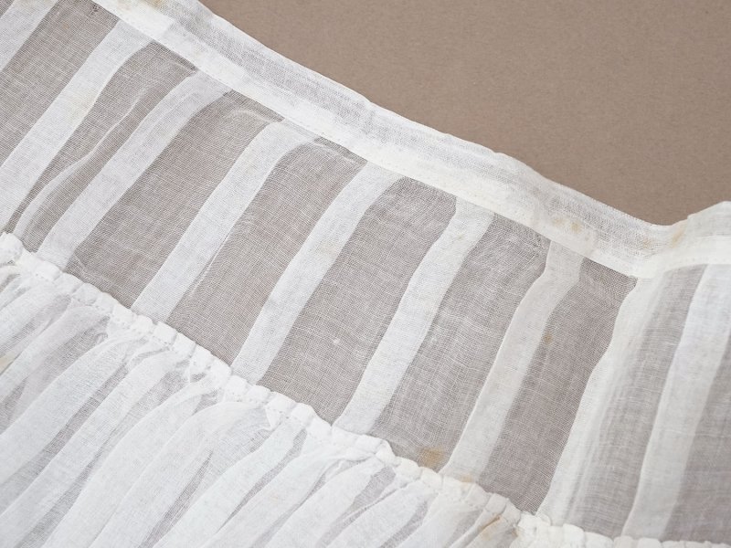 画像3: アンティーク 幅広 ドレスの裾  2段のプリーツ入り レース付 1.86m 24cm幅 コットンオーガンジー