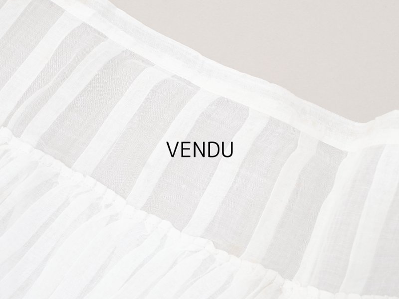 画像3: アンティーク 幅広 ドレスの裾  2段のプリーツ入り レース付 1.86m 24cm幅 コットンオーガンジー