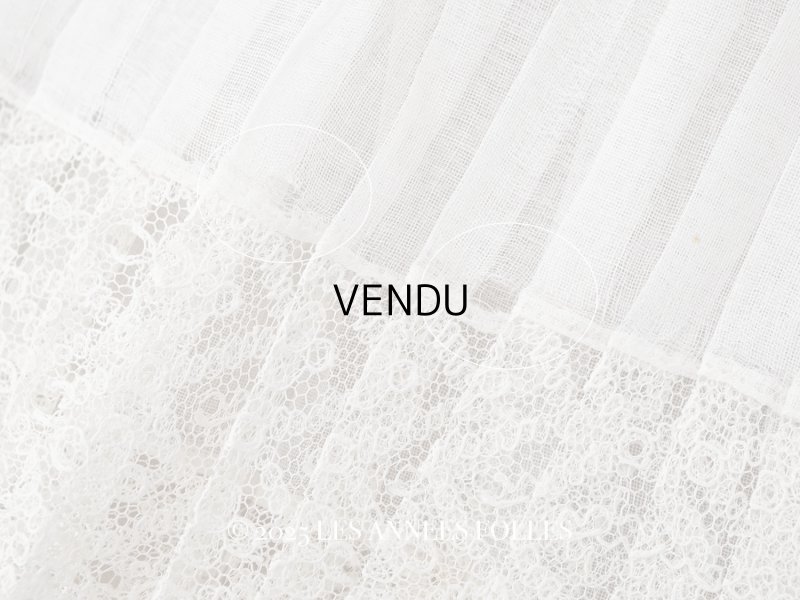 画像14: アンティーク 幅広 ドレスの裾  2段のプリーツ入り レース付 1.86m 24cm幅 コットンオーガンジー