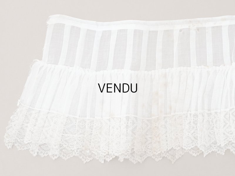 画像7: アンティーク 幅広 ドレスの裾  2段のプリーツ入り レース付 1.86m 24cm幅 コットンオーガンジー