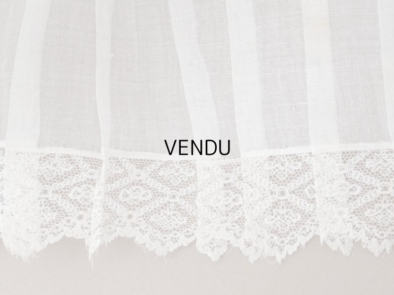 画像6: アンティーク 幅広 ドレスの裾  2段のプリーツ入り レース付 1.86m 24cm幅 コットンオーガンジー