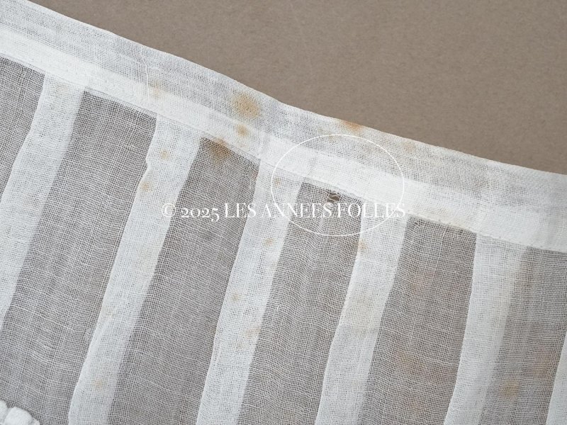 画像13: アンティーク 幅広 ドレスの裾  2段のプリーツ入り レース付 1.86m 24cm幅 コットンオーガンジー