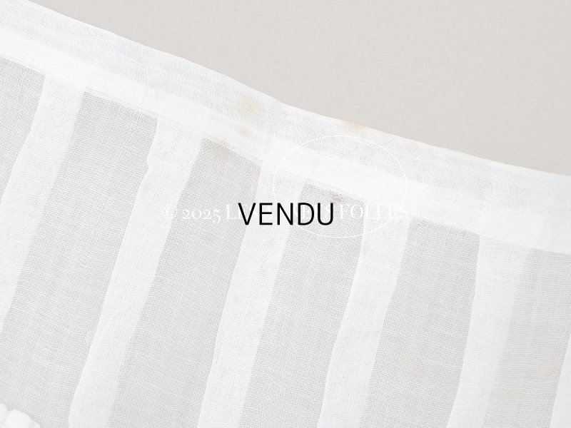 画像13: アンティーク 幅広 ドレスの裾  2段のプリーツ入り レース付 1.86m 24cm幅 コットンオーガンジー