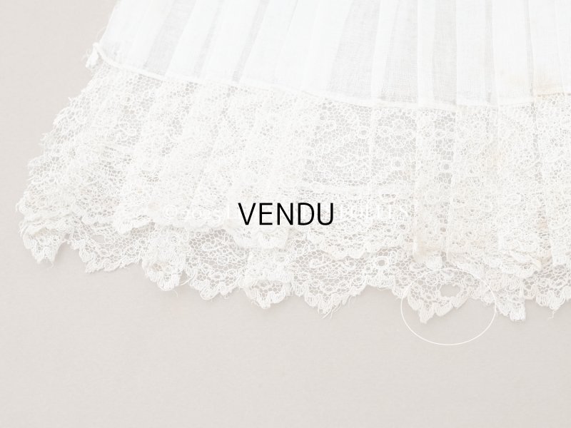 画像12: アンティーク 幅広 ドレスの裾  2段のプリーツ入り レース付 1.86m 24cm幅 コットンオーガンジー