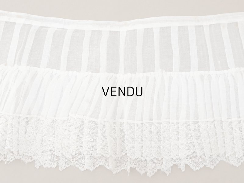 画像8: アンティーク 幅広 ドレスの裾  2段のプリーツ入り レース付 1.86m 24cm幅 コットンオーガンジー