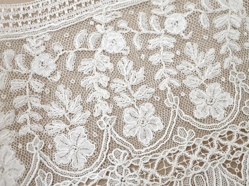 画像6: 19世紀末 アンティーク アプリカシオン・ブリュッセルレース ポワンドガーズ＆ボビンレース 1.55m