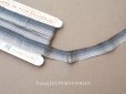 画像1: アンティーク シルク製 フリルリボン スモーキーブルー 幅 1.3cm シルク＆ゴールドメタル (1)