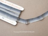 アンティーク シルク製 フリルリボン スモーキーブルー 幅 1.3cm シルク＆ゴールドメタル