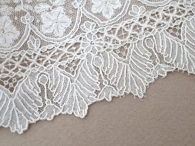 画像7: 19世紀末 アンティーク アプリカシオン・ブリュッセルレース ポワンドガーズ＆ボビンレース 1.55m