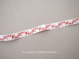 1900年頃 アンティーク 刺繍入りトリム 花のガーランド 2.8m 9mm幅 ワインレッド
