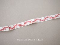 1900年頃 アンティーク 刺繍入りトリム 花のガーランド 2.8m 9mm幅 ワインレッド