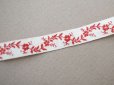 画像4: 1900年頃 アンティーク 刺繍入りトリム 花のガーランド 2.8m 9mm幅 ワインレッド (4)
