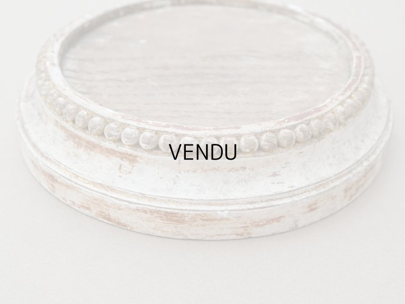 画像4: アンティーク パールリムの台座 オフホワイト 木製