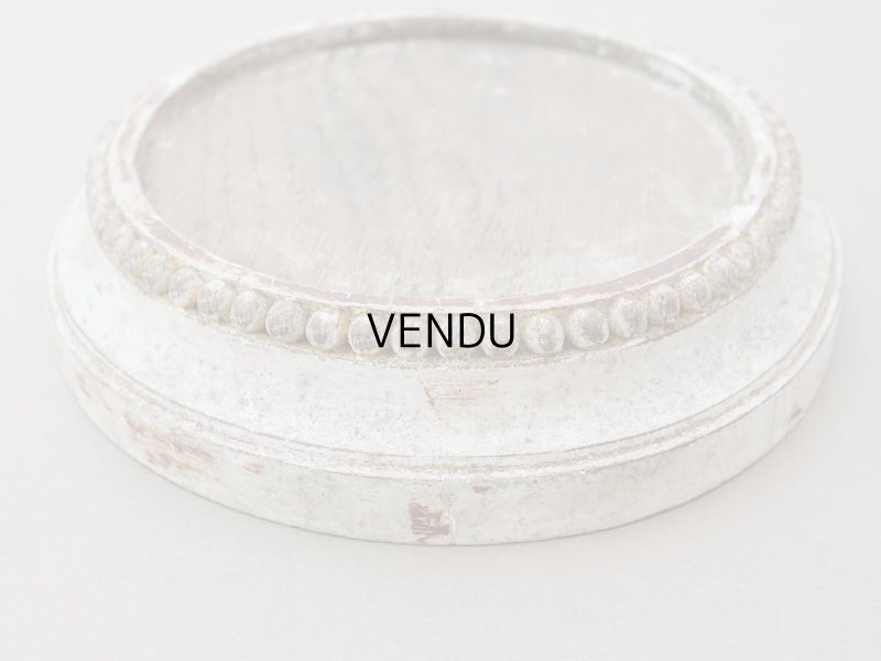 画像6: アンティーク パールリムの台座 オフホワイト 木製