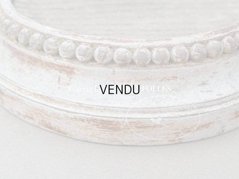 画像5: アンティーク パールリムの台座 オフホワイト 木製