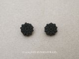 19世紀末 アンティーク 花モチーフ 編み込みボタン 黒 10ピースのセット 9mm 