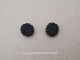 19世紀末 アンティーク 花モチーフ 編み込みボタン 黒 9ピースのセット 10mm 