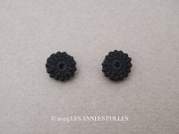 19世紀末 アンティーク 花モチーフ 編み込みボタン 黒 9ピースのセット 10mm 
