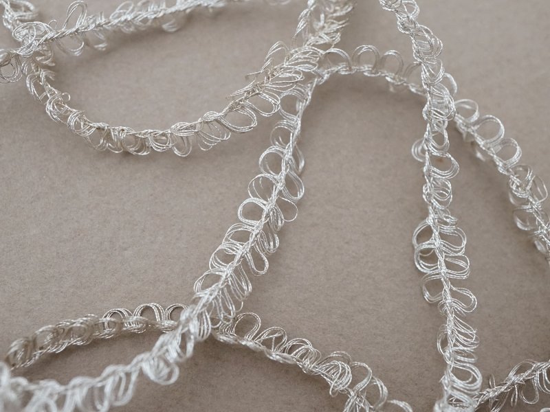 画像4: アンティーク 9mm幅 メタル製トリム ホワイトシルバー