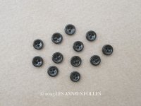 アンティーク 極小 6mm ガラスボタン 24ピースのセット黒 ドール用 