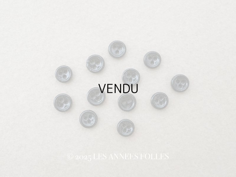 画像1: アンティーク 極小 6mm ガラスボタン 24ピースのセット黒 ドール用 