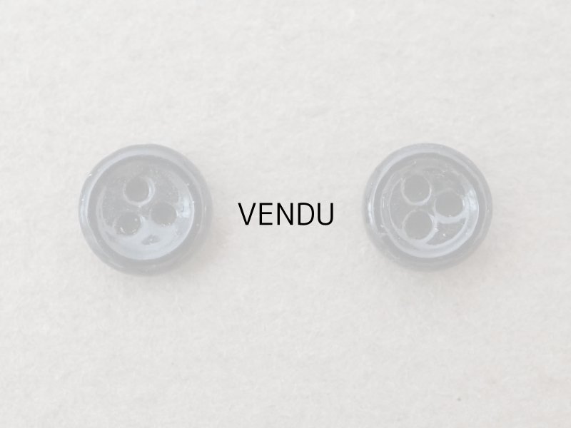 画像2: アンティーク 極小 6mm ガラスボタン 24ピースのセット黒 ドール用 