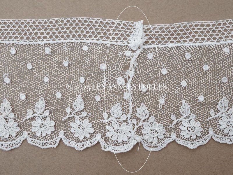 画像18: 19世紀 未使用 アンティーク アランソンレース 花模様 3.3m 6cm幅 ニードルレース