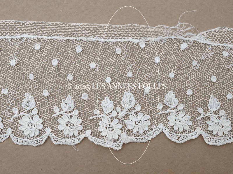 画像11: 19世紀 未使用 アンティーク アランソンレース 花模様 3.3m 6cm幅 ニードルレース