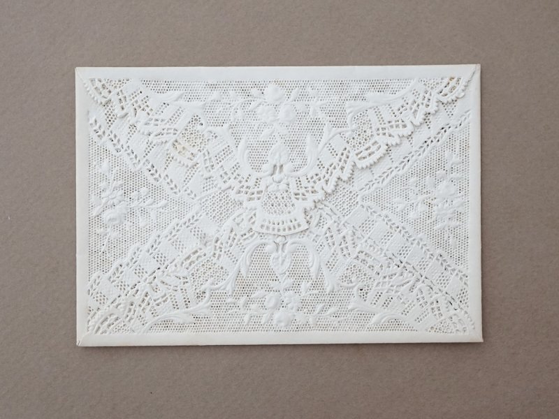 画像15: 未使用 アンティーク 初聖体の記念の封筒 レースの透かし模様