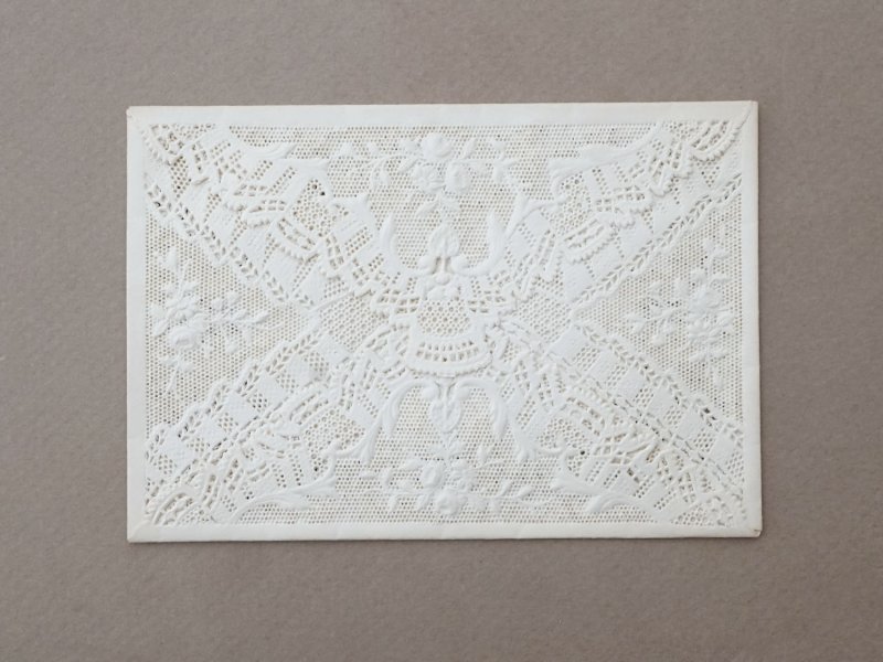 画像13: 未使用 アンティーク 初聖体の記念の封筒 レースの透かし模様