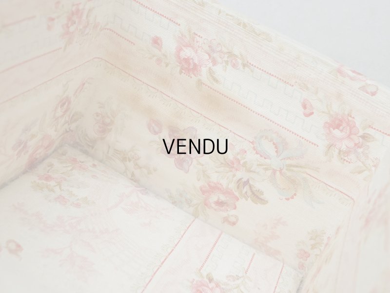 画像10: ＊蚤の市＊アンティーク 薔薇模様&水色のリボン カルトナージュボックス 