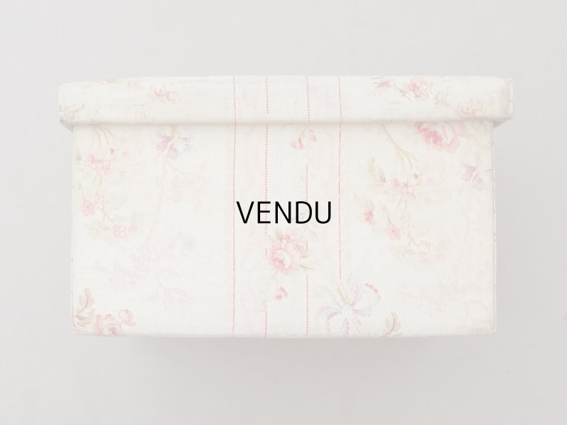 画像5: ＊蚤の市＊アンティーク 薔薇模様&水色のリボン カルトナージュボックス 