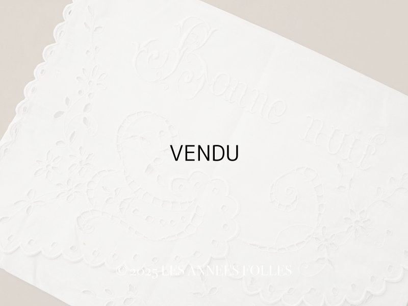 画像1: アンティーク パジャマケース BONNE NUIT 手刺繍 ホワイトワーク