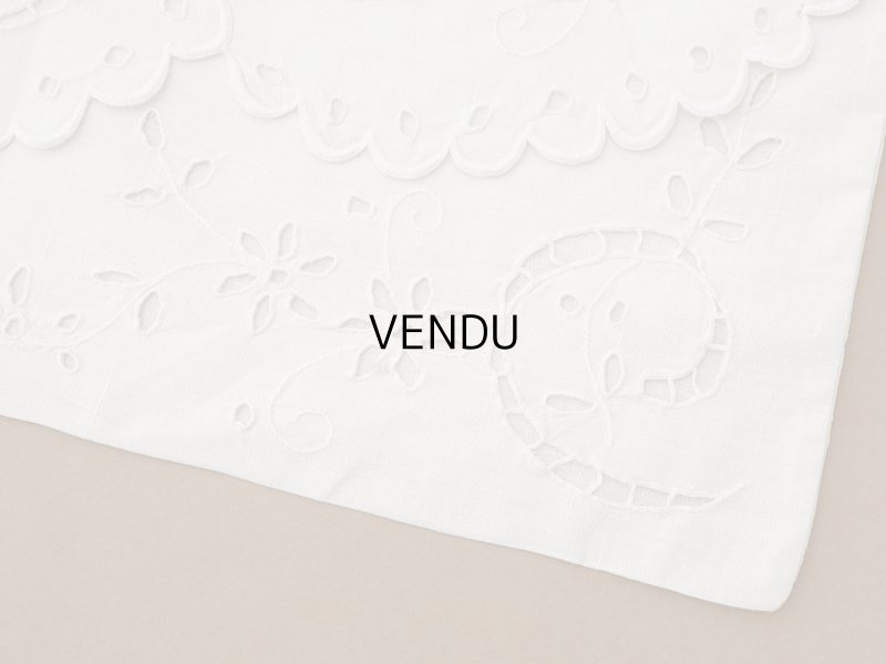 画像8: アンティーク パジャマケース BONNE NUIT 手刺繍 ホワイトワーク