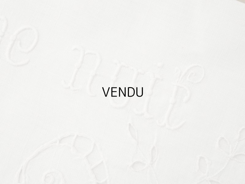 画像5: アンティーク パジャマケース BONNE NUIT 手刺繍 ホワイトワーク