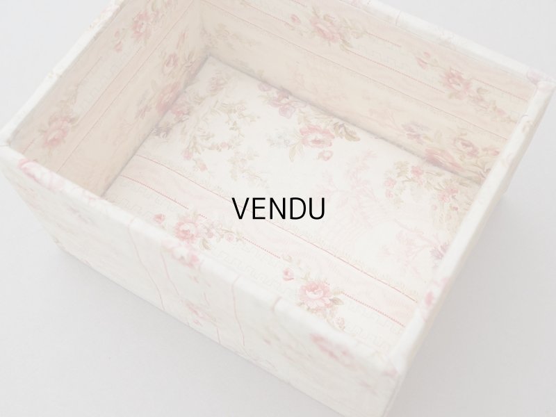 画像8: ＊蚤の市＊アンティーク 薔薇模様&水色のリボン カルトナージュボックス 