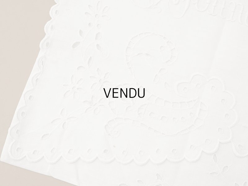 画像6: アンティーク パジャマケース BONNE NUIT 手刺繍 ホワイトワーク