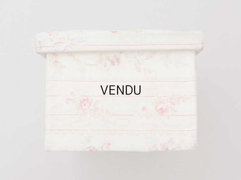 画像7: ＊蚤の市＊アンティーク 薔薇模様&水色のリボン カルトナージュボックス 