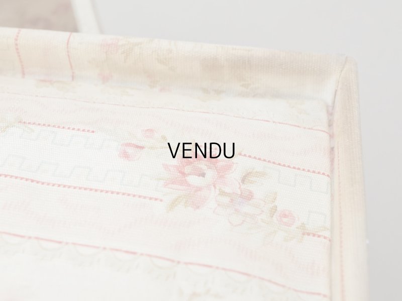 画像13: ＊蚤の市＊アンティーク 薔薇模様&水色のリボン カルトナージュボックス 