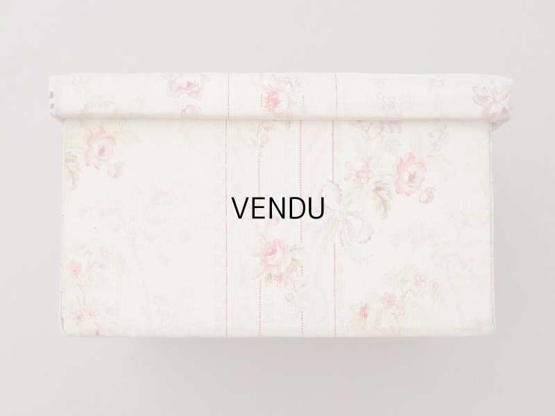 画像4: ＊蚤の市＊アンティーク 薔薇模様&水色のリボン カルトナージュボックス 