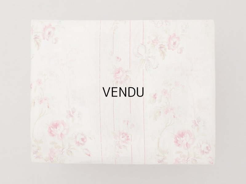 画像2: ＊蚤の市＊アンティーク 薔薇模様&水色のリボン カルトナージュボックス 