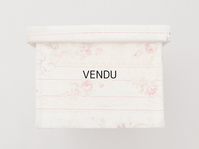 画像6: ＊蚤の市＊アンティーク 薔薇模様&水色のリボン カルトナージュボックス 