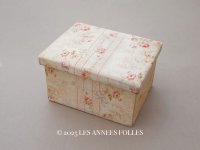 【15周年セール対象外】1900年頃 アンティーク 薔薇模様&水色のリボン カルトナージュボックス 
